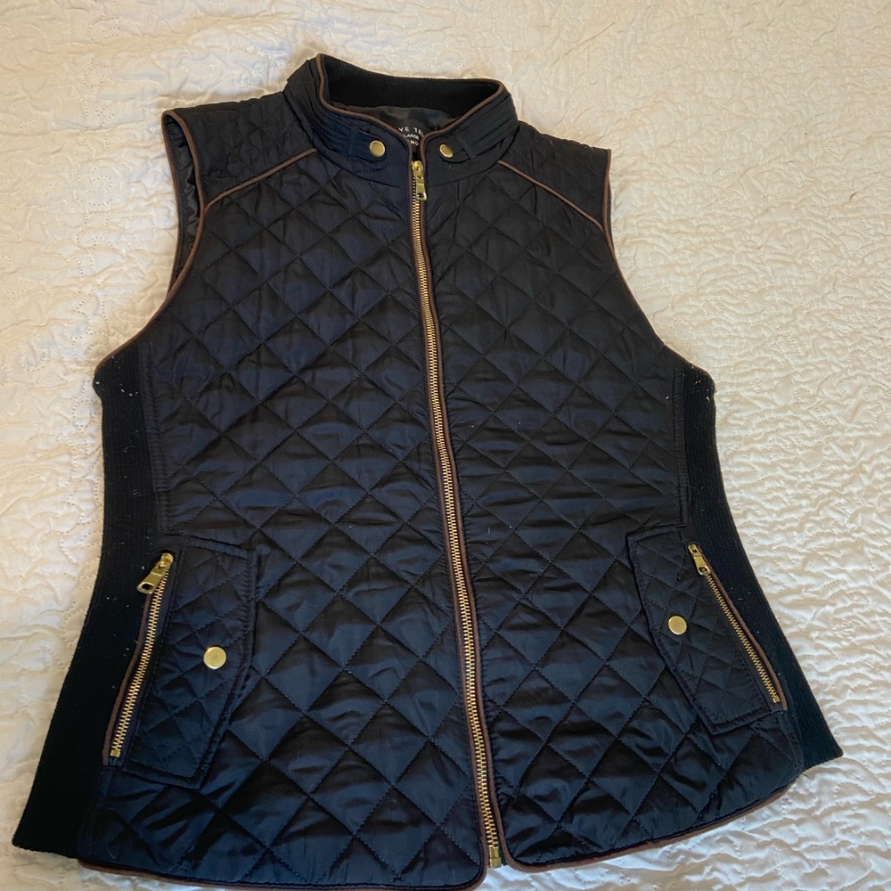 Quilted Black Vest with Gold Accents
